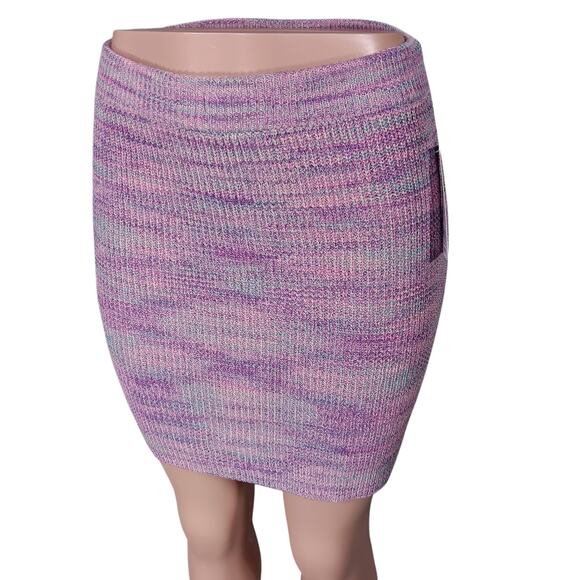 Wild Fable Knit Tube Skirt Purple Space Dye Size Medium NWT Stretchy Bodycon - Picture 1 of 10